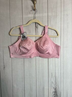 Catherines Pink with Black Polka Dot Full Coverage Bra